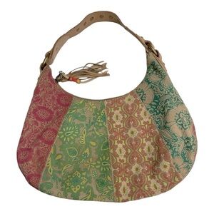 VTG Fossil Studded Patchwork
Leather Suede Hobo Shoulder Handbag DBL Sided